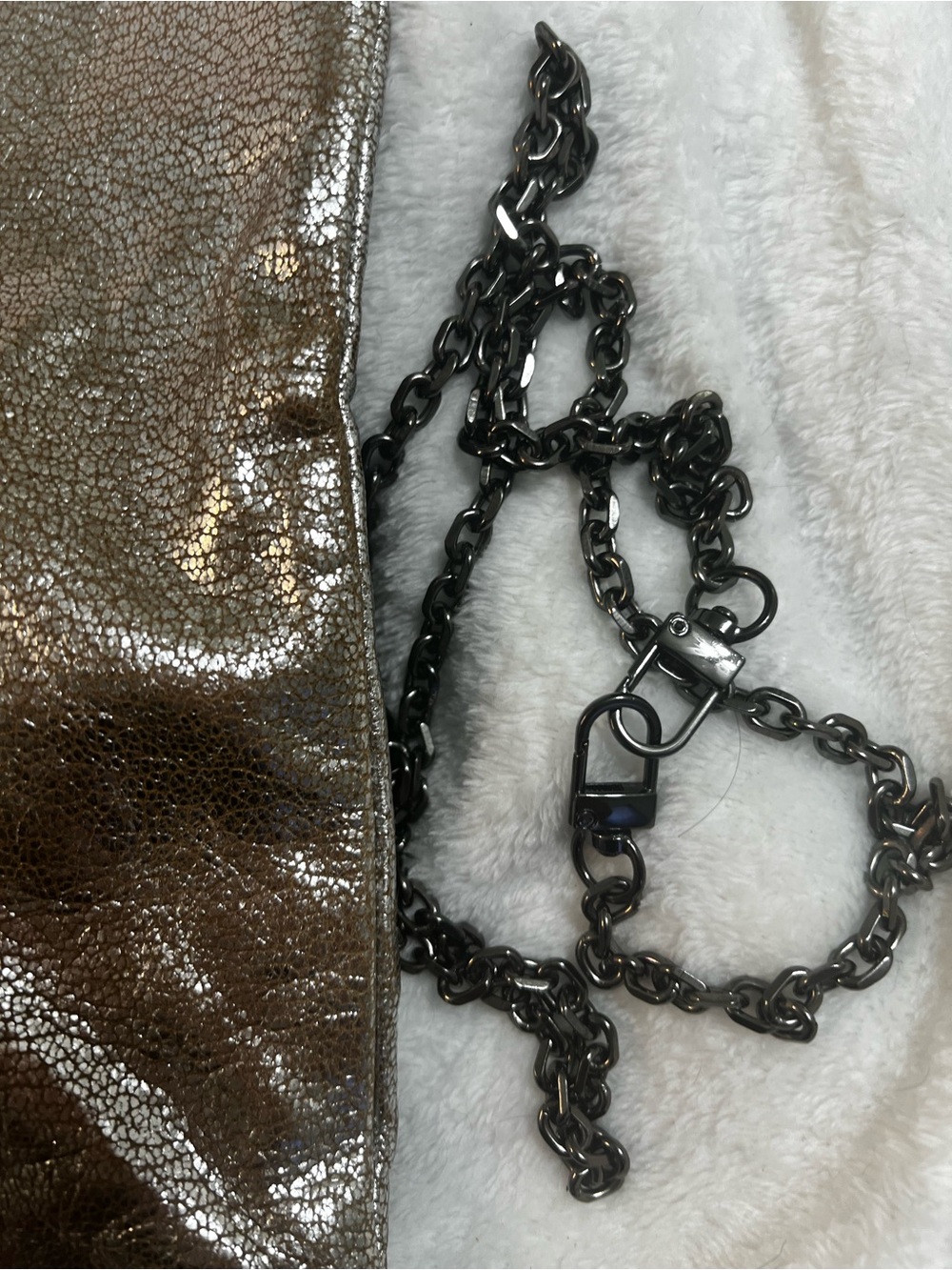Jimmy Choo Chain-Link Suede Chandra Clutch Gray And Black Chain Authentic COA - Picture 12 of 15